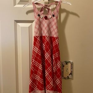 JM Girls Red & White Halter Strawberry Dress